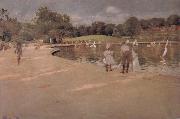 William Merritt Chase The boat in the park oil